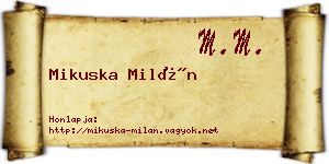 Mikuska Milán névjegykártya